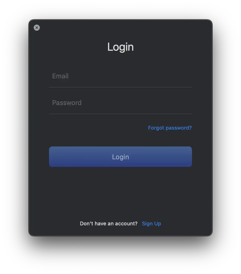 VueSpot login window