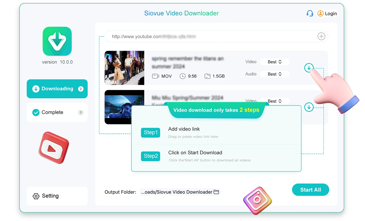 Siovue Video Downloader adds video links
